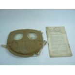 WW1 Gas mask together with Area Anti Gas School Pamphlet