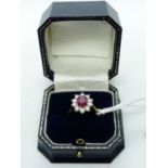 Impressive Ladies 18ct Yellow Gold Ring set with Oval shaped Ruby 1.5ct surrounded by 10 claw set