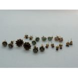 10 Pairs of assorted Gem Set Earrings inc. Emerald, Garnet, Amethyst etc
