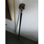 Interesting Edwardian Walking Cane with Silver Horse Head top marked 925 mounted on ebonised cane