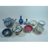 Collection of assorted assorted Chinese and Japanese ceramics inc. teapot, Bug vases, Tea Bowls etc.