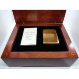 18K Gold Zippo lighter in wooden fitted case with paperwork 53g without inner liner, total weight