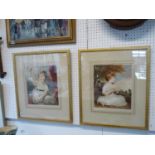 Pair of Sydney Wilson Mezzotints of a young girl signed in Pencil, 29 x 33cm