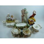 19thC Pearlware figure of a woman with Urn and 4 19thC Inkwells inc. 3 Paris JP and a Paris