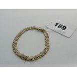Ladies 9ct Gold Diamond set bracelet of claw setting, 8.6g total weight