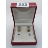 Pair of 9ct Yellow gold Diamond Baguette and Round Cut Diamond cluster earrings 2.00ct total. 5.6g