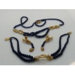 Ladies 18ct Gold Sapphire Bead Suite of Jewellery comprising of Bracelet with 18ct Gold Diamond