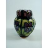 Moorcroft Sally Tuffin Ginger Jar in Violet pattern C.1990, 11cm in Height