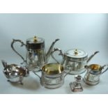 Good Quality Late 19thC Silver plated Tea Set with engraved decoration and Ivory knops, Alpha Silver