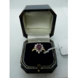 Impressive Ladies 18ct Yellow Gold Ring set with Pear shaped Ruby 1.2ct surrounded by 11 claw set