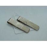 2 20thC Silver machined money clips 21g total weight