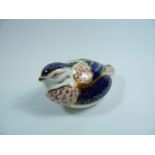Royal Crown Derby 'Quail' paperweight with gold stopper, 10cm in Length