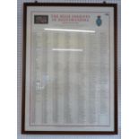 Large Framed 'The High Sheriffs of Bedfordshire from 1155 to 1994'
