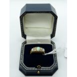 Good Quality Edwardian Style 18ct Gold Ring with Opal and Diamond Setting, 5.9g total weight. Size Q