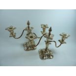 Pair of Good Quality Silver on Copper candlesticks of 2 branches