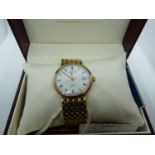 Boxed gents 9ct Gold Rotary wristwatch with Roman dial, 37g total weight with movement