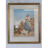 Henry Goodrich watercolour 'Mother and child in Roman Ruins' dated 1840, 44 x 34cm, framed and