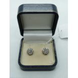 High Quality Pair of 18ct Gold Set Cluster Diamond Earrings Estimated Total 1.00ct, G/H Si