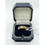 Gents 9ct Gold D Shaped wedding band with Gypsy set Sapphires, 8.1g total weight. Size T