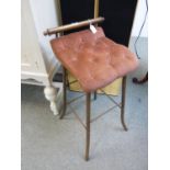 Victorian Music Chair of Tubular brass with upholstered button seat