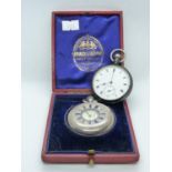 Cased Sir John Bennett of London, Cheap side Full Hunter Silver Pocket watch and a Ladies 17 Jewel