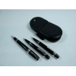 3 Montblanc Boheme Pen & Pencil Set with Platinum coated trim, in Leather travel case