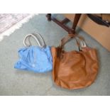 DKNY Brown Faux Snake skin Bag and a Guess Blue Leatherette Handbag