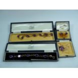 Impressive 9ct Gold Deakins & Francis and other Amethyst Jewellery Suite comprising of Bracelet,