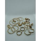 Collection of 14 Pairs of 9ct Gold Earrings 30g total weight