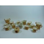 Collection of Royal Worcester Blush Ivory floral decorated Miniature Tygs and Cups and a Lidded pill