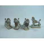 2 Pairs of Pseudo Chelsea porcelain French poodles. Marked with gold anchors on base, 7.5cm in