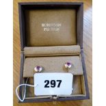 Pair of 18ct Gold Robinson Pelham Ruby Rub-Over earrings