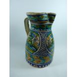 19thC Spanish Taverna Majolica Jug with pinched top, 27cm in Height