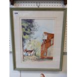Framed Watercolour of a Mill view signed H Moar to bottom right, 24 x 33cm