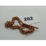 Good Quality Ladies 9ct Rose Gold Watch Chain Bracelet with T Bar, 30g total weight
