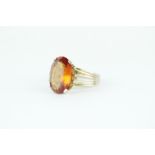 Large 15ct Gold Ladies Tested Oval Padparadscha (Orange) Sapphire estimated 6.2ctclaw setting 5g