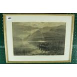 JOHN JAMES BANNATYNE R.S.W. (SCOTTISH 1836-1911), Loch scene in sepia watercolour. 39 x 24cm.