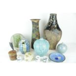 Large collection of assorted Studio Pottery inc. Vases, Lamp Base, candlesticks etc