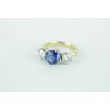 Very High Quality Ladies 18ct Gold (Tested) Circular Natural Ceylon Peacock Blue Sapphire