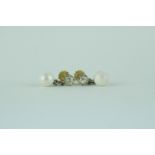 Pair of 18ct Gold mounted Diamond and Pearl set drop earrings 0.25ct each estimated