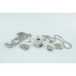 Collection of assorted Silver jewellery inc. Sapphire Set Butterfly design Pendant, Necklace and