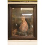 Large Framed Pastel portrait of Evangeline Mercedes Biggington signed to bottom right and dated 1912