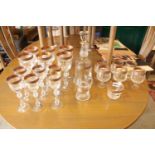 Collection of Good Quality Cut Bohemia Glass with Gilded rim and cut stem