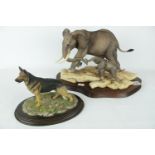 Border Fine Arts 'Cow & Calf African Elephant' 328 of 750 with certificate mounted on wooden