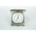 8 Day Sterling Silver Cased travelling clock of Good Quality