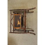 1920?s Japanese lacquer and bamboo magazine rack with Bird decoration