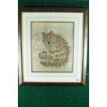 Attributed to Louis Wain, Cat Drinking a Cup of Tea. Framed and mounted watercolour. 36 x 42cm