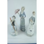 3 Lladro Figurines 'Little Lady' Model 01004879, 'Girl with Lamb' Model 01004584 and 'Girl with