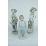 2 Lladro Figures 'Boy with Robe' Model 01004900, ' Little Gardener' Model 01004726 and a Nao