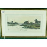 Francis Gordon Fraser (1879 -1931), Framed and mounted watercolour of the River Ouse at Hemingford